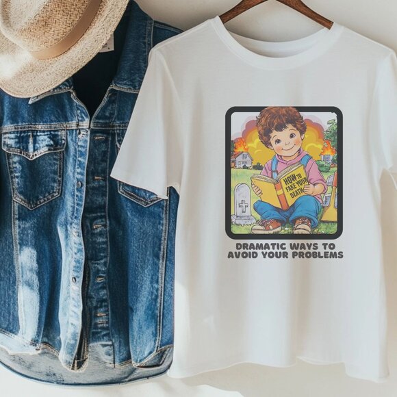 Funny 90s Nostalgia Dark Humor Graphic Tee Cute T-Shirt with Funny Saying - Picture 2 of 4